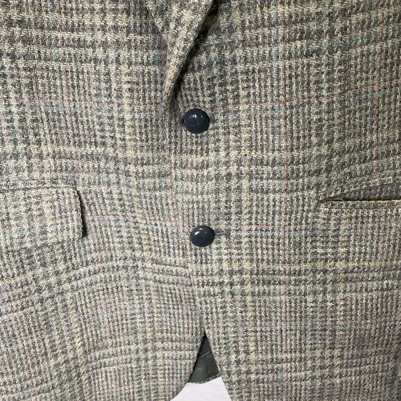 Vintage OAKTON LTD 100% Wool Plaid Tweed 2-Button Blazer Jacket Mens 42L Gray - Picture 12 of 13